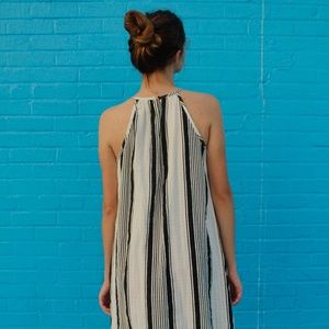 Lou & Grey, black and white striped halter dress